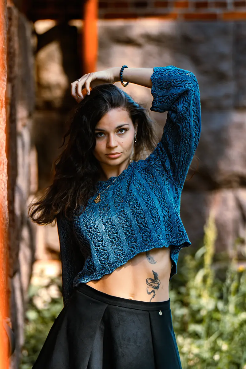 Urban location - blue top